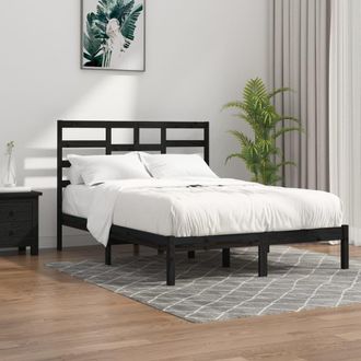 vidaXL Estructura De Cama Sin Colch&oacute;n Madera Maciza Negro 140x190 Cm Vidaxl
