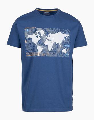 Trespass Mens Chera Geographic Print Crew Neck Short Sleeve T-Shirt - Navy - Size: 36