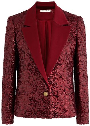 Alice & Olivia Devyn Sequin-embellished Tulle Blazer - Dark Red - 10 (UK14 / L)