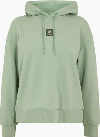 Timberland Womens Stack Logo Hooded Neck Long Sleeve Sweatshirt - Green - Size: 10