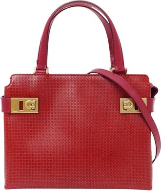 Ferragamo Leather Handbag Shoulder Bag (Pre-Owned)