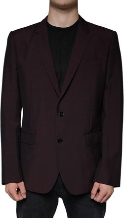 Dolce & Gabbana Mens Burgundy Slim Fit Blazer - Purple Wool - Size EU 54 (Mens)