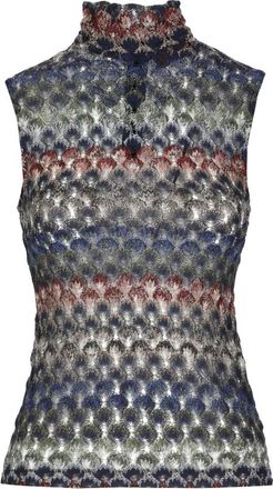 Missoni Top smanicato in lam&eacute; di viscosa con motivo floreale - - Knitwear - Donna - Multicolore - S