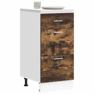 Berkfield Home Bottom Cabinet Smoked Oak 40x46x81.5 cm Engineered Wood in Brown