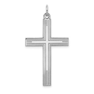 Diamond2Deal 14K White Gold Laser Designed Cross Pendant