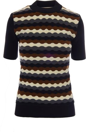 Marni Short-Sleeved Wave Knit Top With 3D Texture