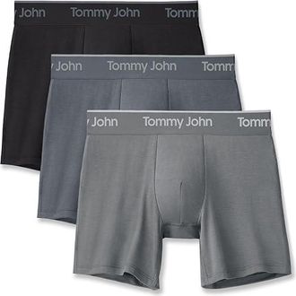 Tommy John 3-Pack Second Skin Modal Boxer Brief Mens Underwear Black/Turbulence/Monument : 2XL, Elastane/Modal