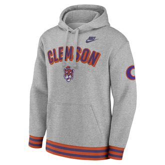 Nike Clemson Legacy Retro Mens Nike Mens College Pullover Hoodie in Grey | 02K30G1SCLV-MPS