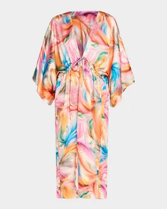 La Blanca Feathered Impressions Maxi Kimono Coverup