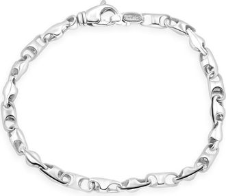 Pompeii3 Mens Marine Designed 14k Gold (14g) or Platinum (26g) 4mm Link Bracelet 8.5