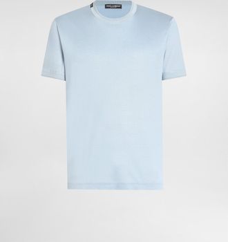 Dolce & Gabbana Short-sleeved Silk T-shirt - Man T-shirts And Polos Light Blue 44