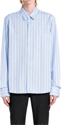 Comme Des Gar&ccedil;ons Pinstripe en kanten blouse - Heren - Overhemden - Blauw - Maat: M Katoen
