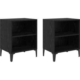 vidaXL Vidaxl - Bedside Cabinet 2 pcs Black oak 40 x 30 x 50 cm Engineered wood