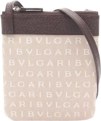 Bulgari Pre-owned Canvas Schoudertas - Dames - Vintage Schoudertas - Beige - ONE Size - Vintage