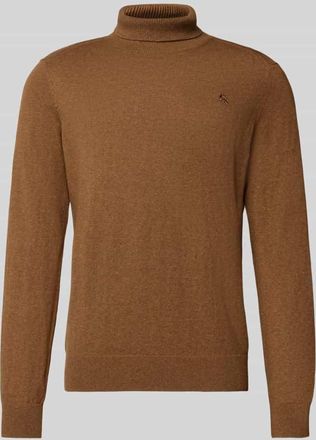 Lerros Rollkragenpullover mit Label-Stitching in Hellbraun, Größe XXXL