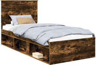 vidaXL Estructura De Cama Con Cabecera Roble Ahumado 90 X 190 Cm Vidaxl