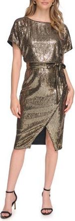 Kensie Metallic Sequin Dress in Black/Gold at Nordstrom Rack, Size 12