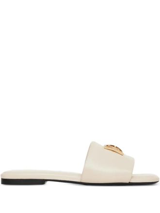 Anine Bing square-toe logo leather sandals - Neutrals