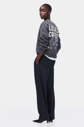 H&M Text-motif Sweatshirt in Dark Gray/brunch at Nordstrom, Size X-Large