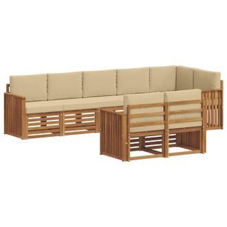 vidaXL Conjunto De Sof&aacute;s De Exterior 8 Uds. Natural Y Beige Poli&eacute;ster Vidaxl