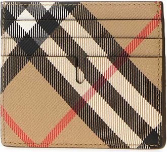 Burberry Mens Tall Card Case Beige Polyurethane Polyester Cotton Wallet