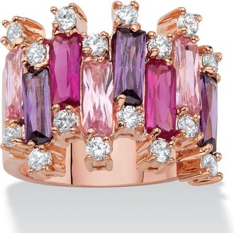Palm Beach Jewelry 16.88 TCW CZ Rose Gold-Plated Cluster Ring