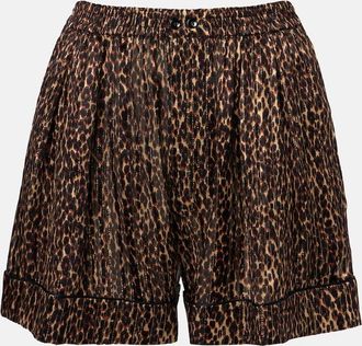 Saint Laurent Leopard-print silk shorts