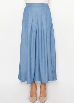 YAL New York Denim Blue Flowing Maxi Skirt
