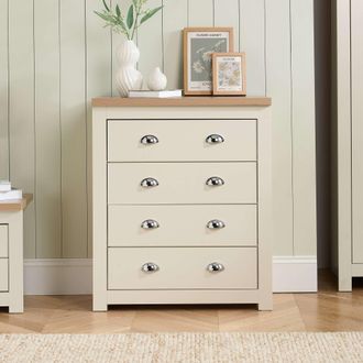 Birlea Highgate 4 Drawer Chest Grey & Oak in Cream