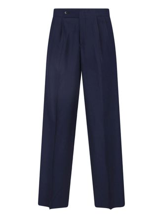 Giorgio Armani Navy Blue Virgin Wool Straight-Leg Pants