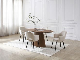 Vente-Unique Tavolo da pranzo 6 persone impiallacciatura noce Naturale scuro - ANTELADA