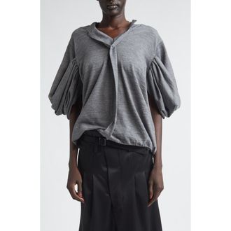 Junya Watanabe Fine Gauge Worsted Wool Jersey Sweater in Top Gray at Nordstrom, Size Medium