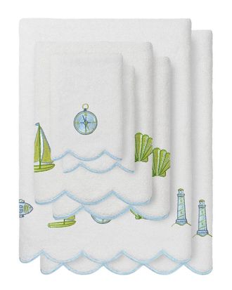 Linum Home Textiles 100% Turkish Cotton Sea Joy Scallop 6Pc Embellished Towel Set