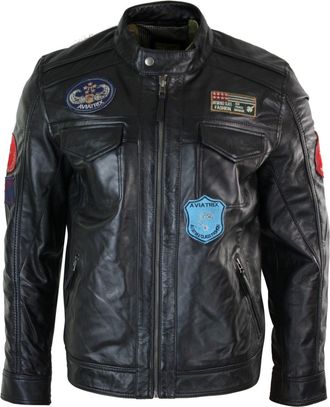 TruClothing Leather Jacket Badge Racing US Pilot