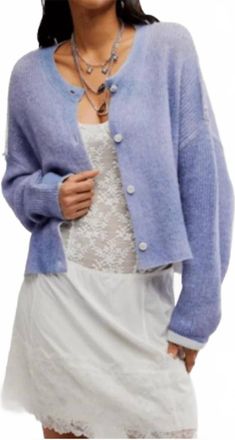 Free People Ottilie Softspun Ribbed Knit Cardigan In Lilac Combo