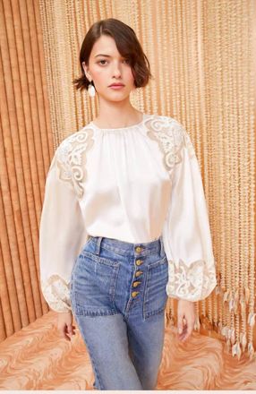 Ulla Johnson Mathilde Blouse In Cowrie