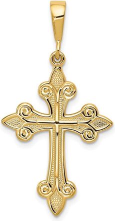 Diamond2Deal 14k Yellow Gold Fleur de Lis Cross Pendant