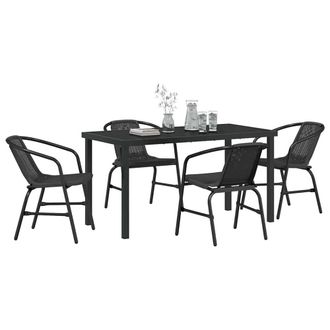 Berkfield Home Modern 5 Piece Garden Dining Set Black Poly Rattan