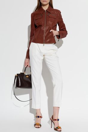 Dolce & Gabbana Leather Jacket, Womens, Brown