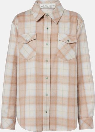 God's True Cashmere Camisa Champagne de cachemir a cuadros