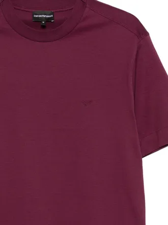 Emporio Armani Logo-Embroidered Cotton T-Shirt - Burgundy