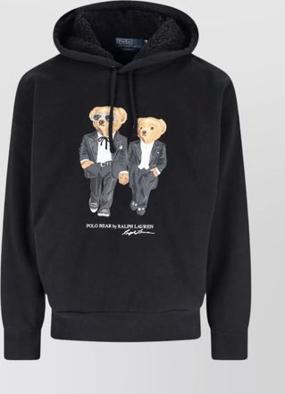 Polo Ralph Lauren hooded sweatshirt featuring bear graphic and ribbed cuffs