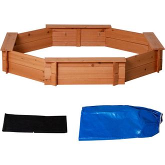 OUTSUNNY Sabbiera per Bambini 3-8 Anni Gioco da Giardino con Sedili e Copertura