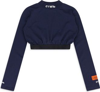 Heron Preston Blue Cropped Logo Turtleneck