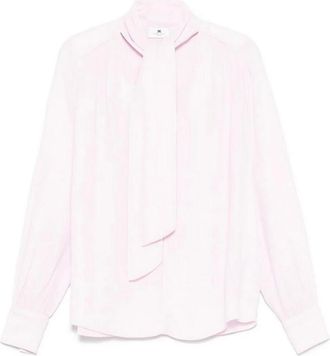 Elisabetta Franchi Blouse met Knoopdetail in de Hals en Bies - Dames - Overhemden - Roze - L - Overhemden