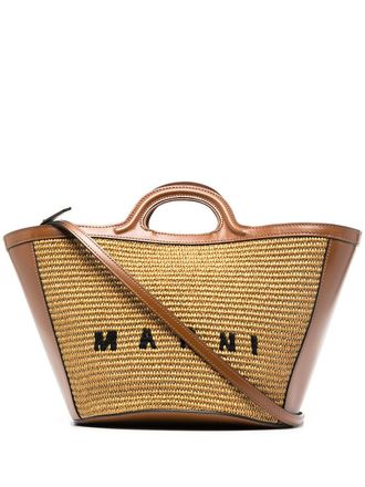 Marni Borsa tote Tropicalia con ricamo - Marrone