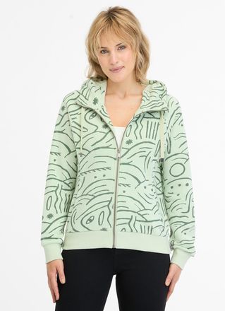 Ragwear Sweatjacke RAGWEAR FLLAWIA PRINT, Damen, Gr. XXL (44), gr&uuml;n (light mint), Sweatware, Obermaterial: 70% Baumwolle, 30% Polyester, bedruckt, regular fit