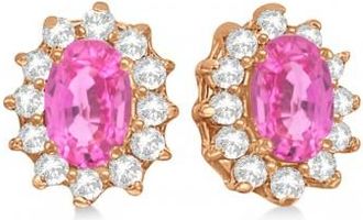 Allurez Oval Pink Sapphire & Diamond Accented Earrings 14k Rose Gold (2.05ct)