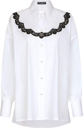 Dolce & Gabbana lace-insert poplin shirt - women - Polyester/Cotton - 40 - White