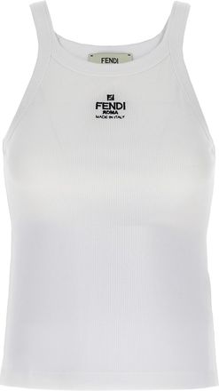 Fendi Top Logo Top Bianco-Donna